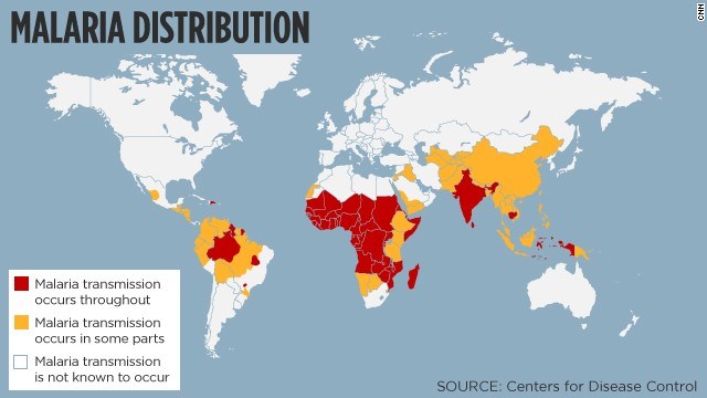World malaria distribution map